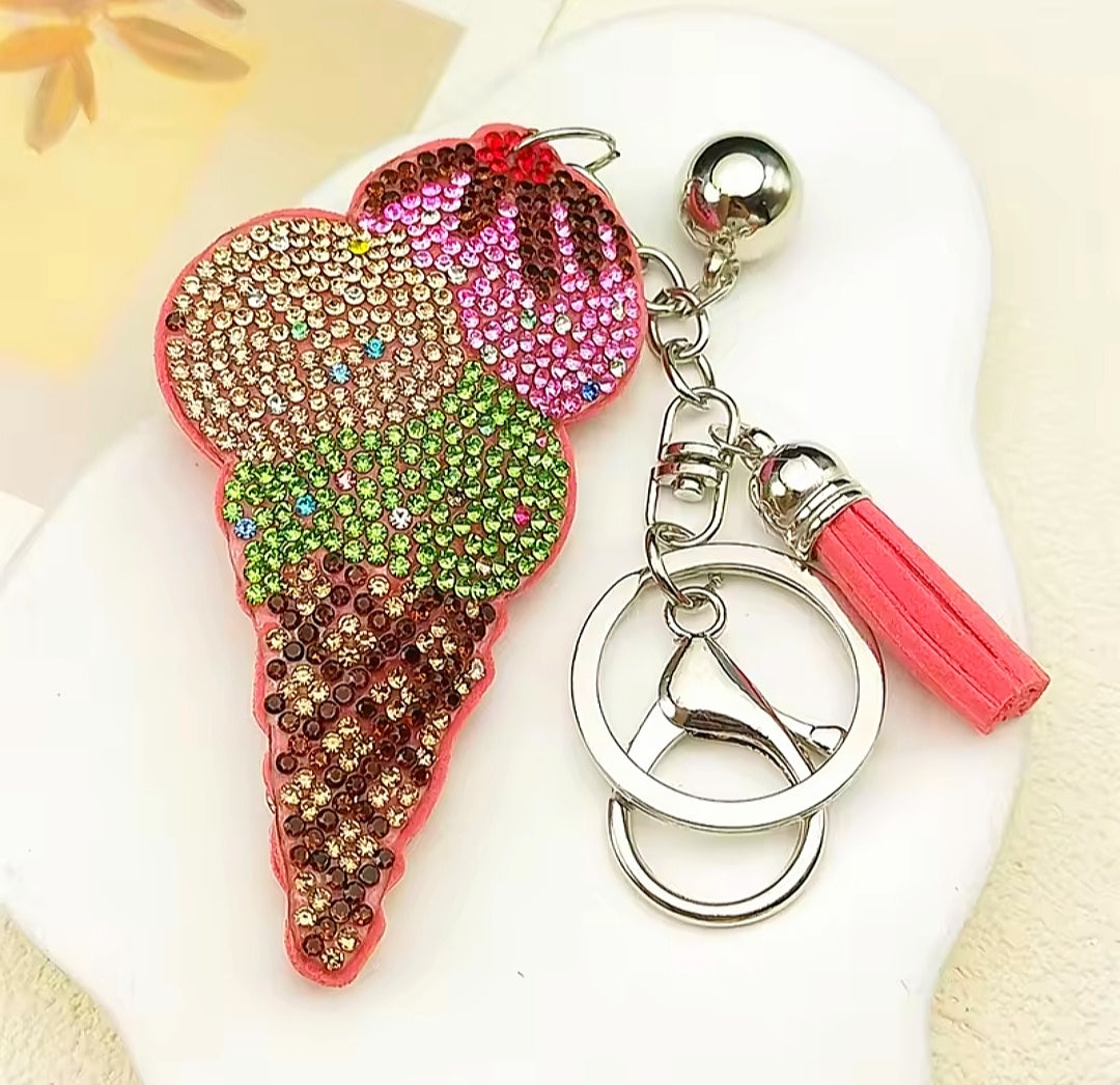 Rhinestone Icecream Keychain Charm 🍦