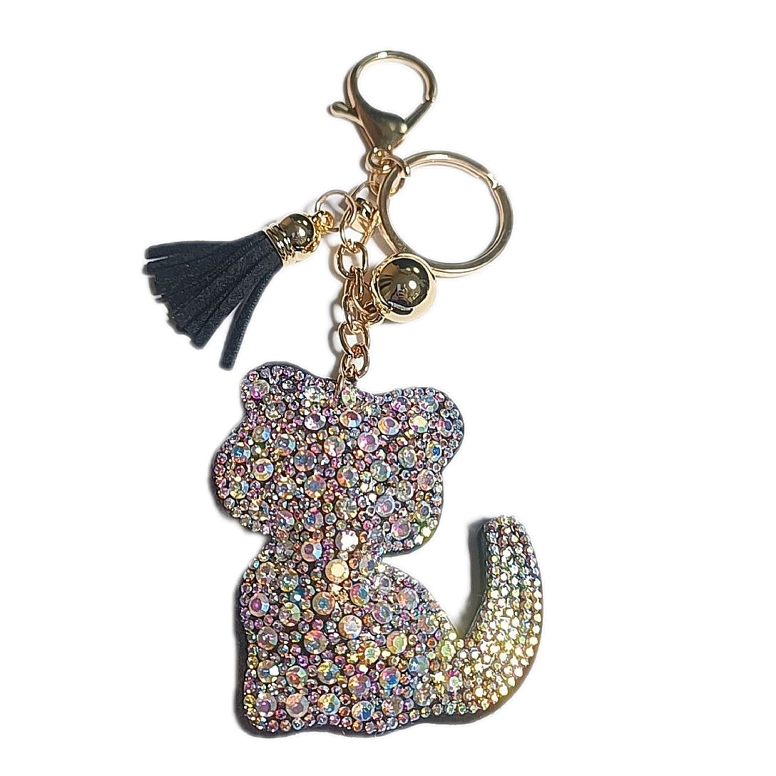Rhinestone Cat Keychain Charm 🐈⬛