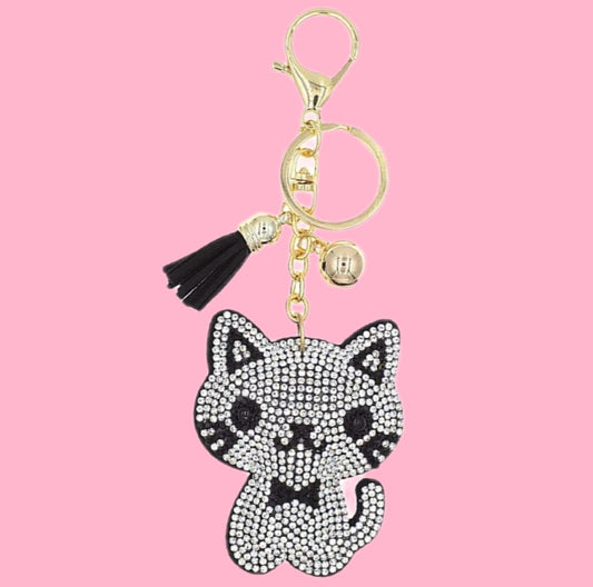 Rhinestone Cat Keychain Charm 🐈‍⬛