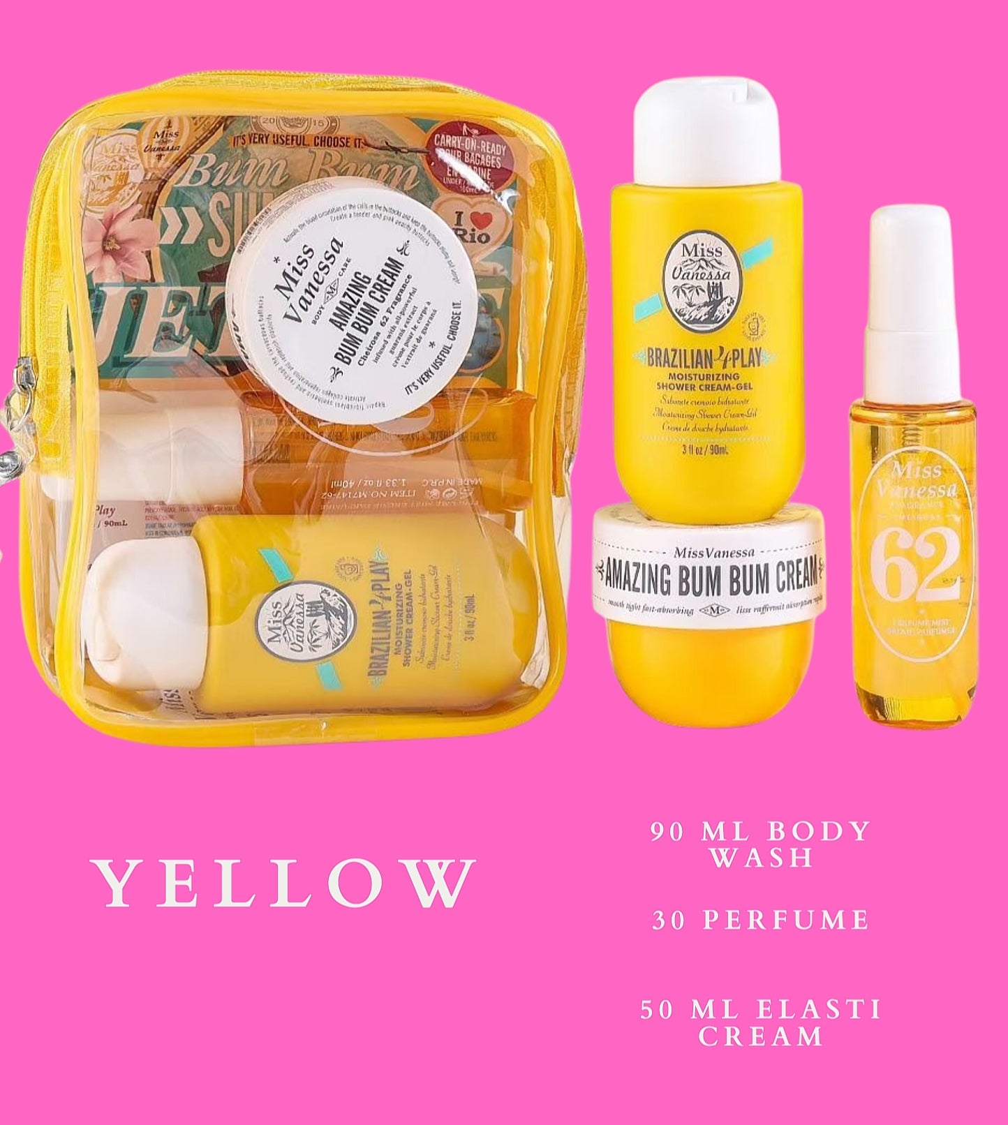 Miss Vanessa Travel Set (Fragrance Spray, Body Wash, Elasti Cream)