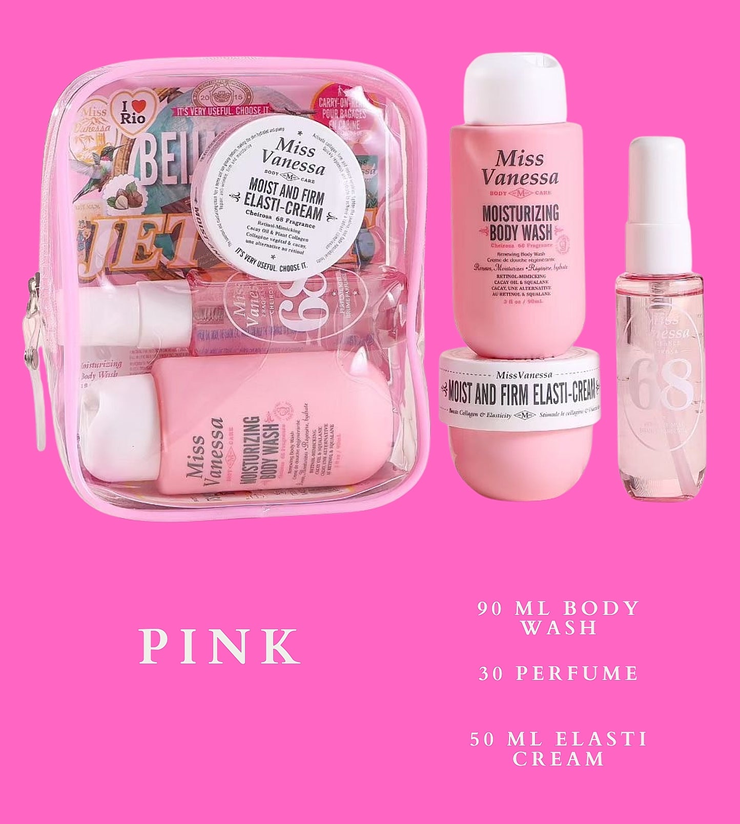 Miss Vanessa Travel Set (Fragrance Spray, Body Wash, Elasti Cream)